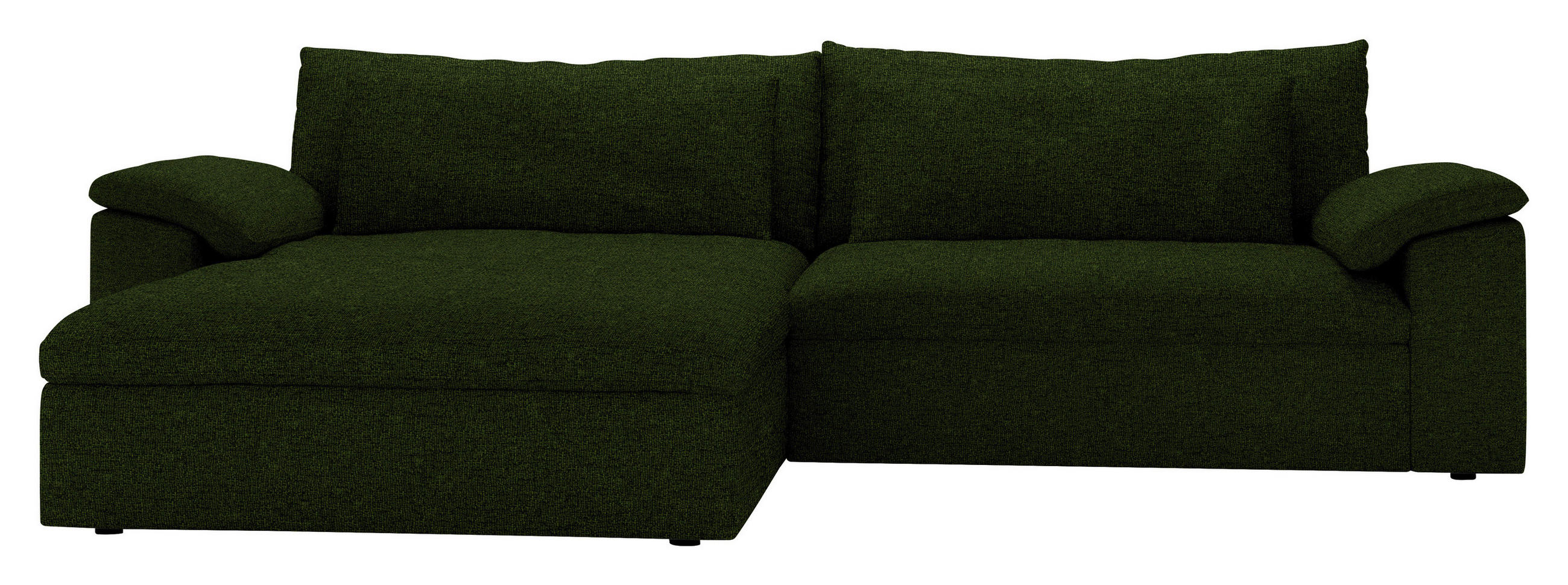 ECKSOFA Flachgewebe Dunkelgrün  - Dunkelgrün/Schwarz, Modern, Kunststoff/Textil (198/306cm) - Carryhome