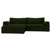ECKSOFA Flachgewebe Dunkelgrün  - Dunkelgrün/Schwarz, Modern, Kunststoff/Textil (198/306cm) - Carryhome