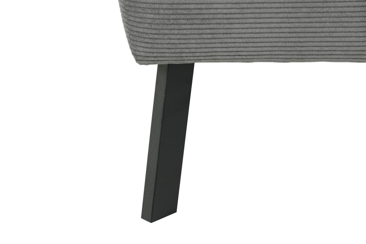 ECKSOFA in Feincord Hellgrau  - Hellgrau/Schwarz, Design, Textil/Metall (280/205cm) - MID.YOU