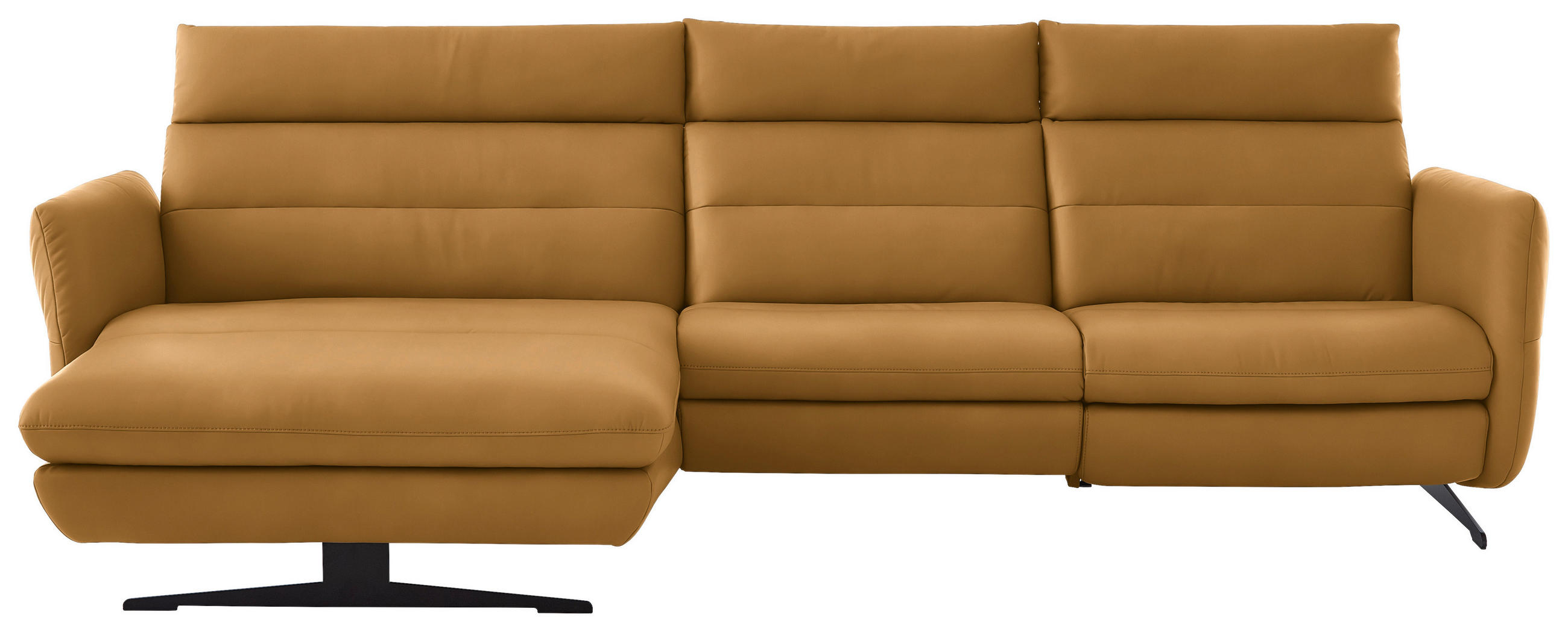 ECKSOFA in Echtleder Currygelb  - Currygelb/Schwarz, Design, Leder/Metall (169/298cm) - Dieter Knoll