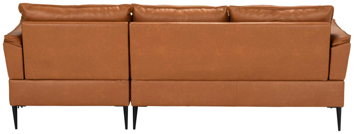 ECKSOFA Rostfarben Echtleder  - Rostfarben/Schwarz, Design, Leder/Metall (233/153cm) - Livetastic
