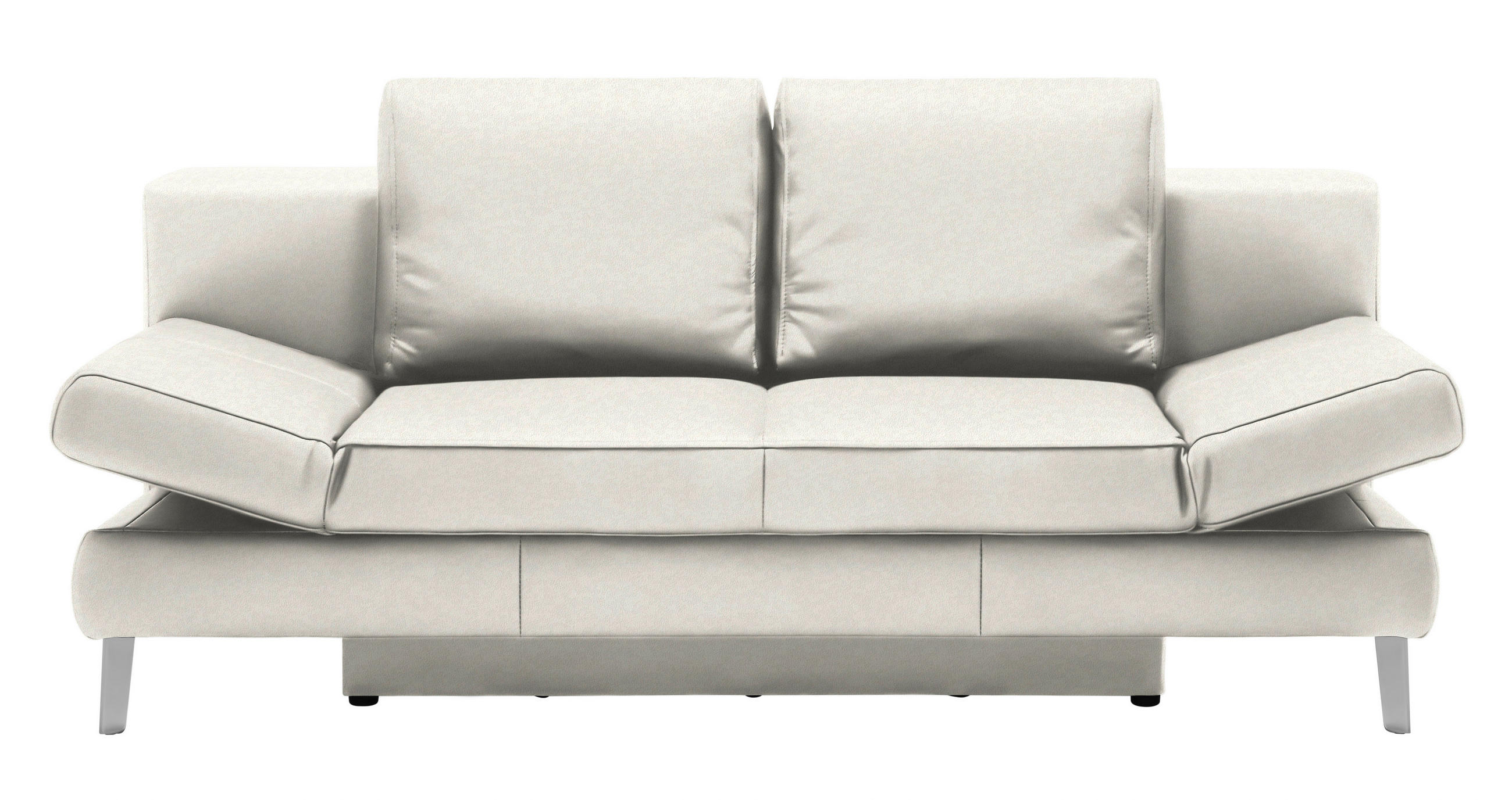 SCHLAFSOFA in Echtleder Weiss  - Chromfarben/Weiss, Design, Leder/Metall (200/85/90cm) - Novel