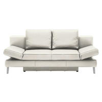 SCHLAFSOFA in Echtleder Weiss  - Chromfarben/Weiss, Design, Leder/Metall (200/85/90cm) - Novel