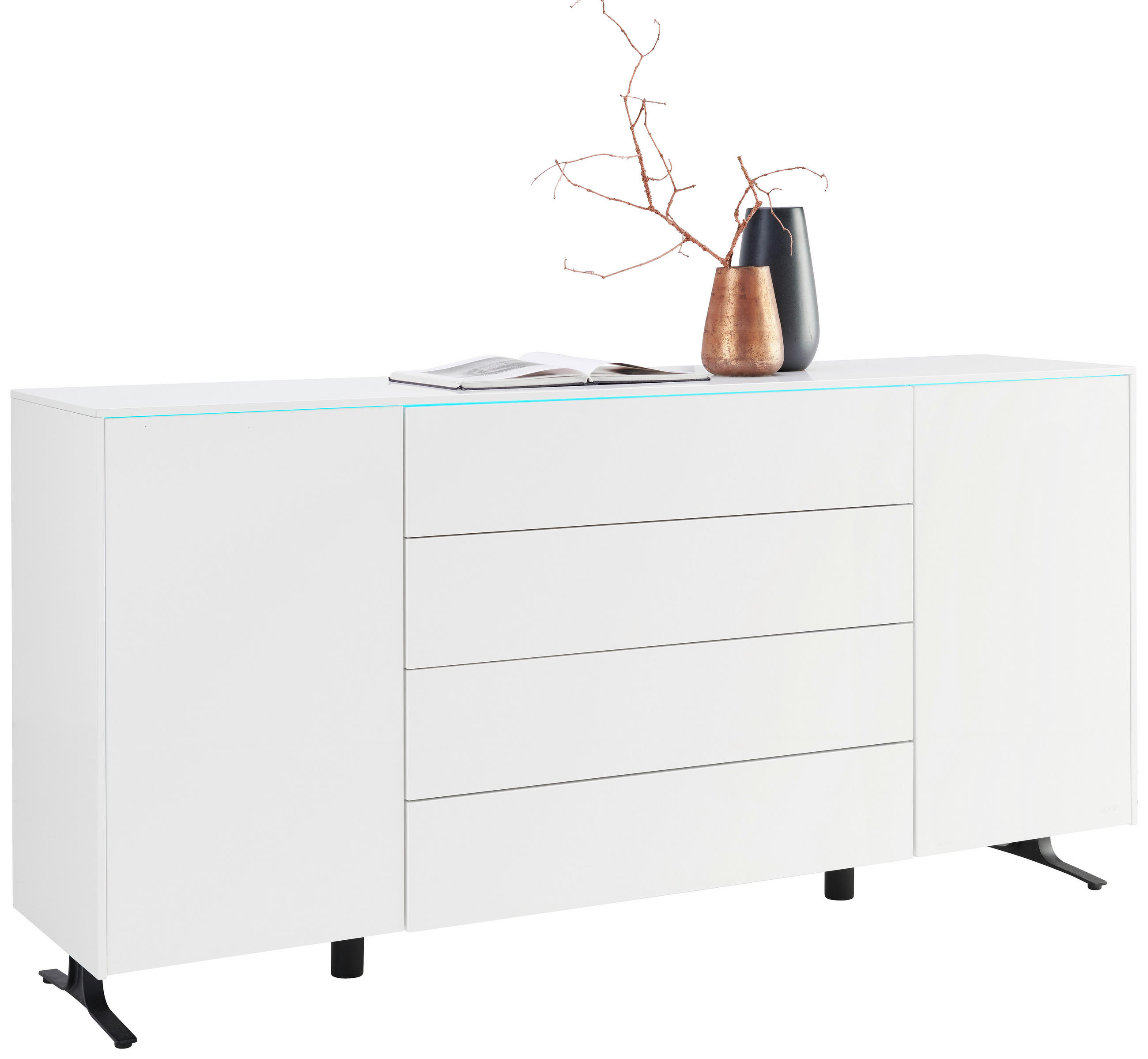 SIDEBOARD  in 182,5/88,9/42,4 cm  - Schwarz/Weiß, Design, Holzwerkstoff/Metall (182,5/88,9/42,4cm) - Joop!