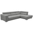 ECKSOFA  in Mikrofaser Hellgrau  301/207 cm  - Chromfarben/Hellgrau, Design, Textil/Metall (301/207cm) - Xora
