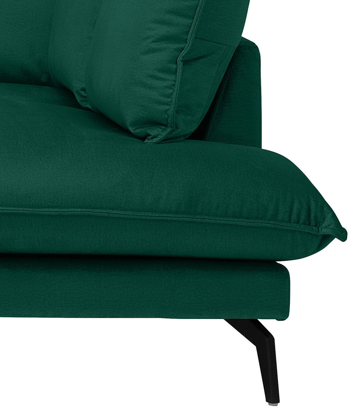 ECKSOFA in Samt Grün  - Schwarz/Grün, Design, Textil/Metall (241/200cm) - Carryhome