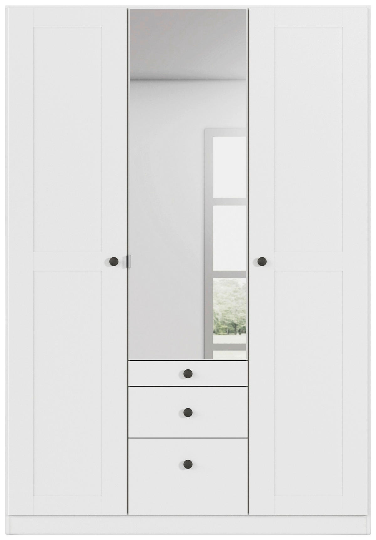 DREHTÜRENSCHRANK 136/197/54 cm,  in Weiß, 3-türig  - Schwarz/Weiß, KONVENTIONELL, Glas/Holzwerkstoff (136/197/54cm) - home24