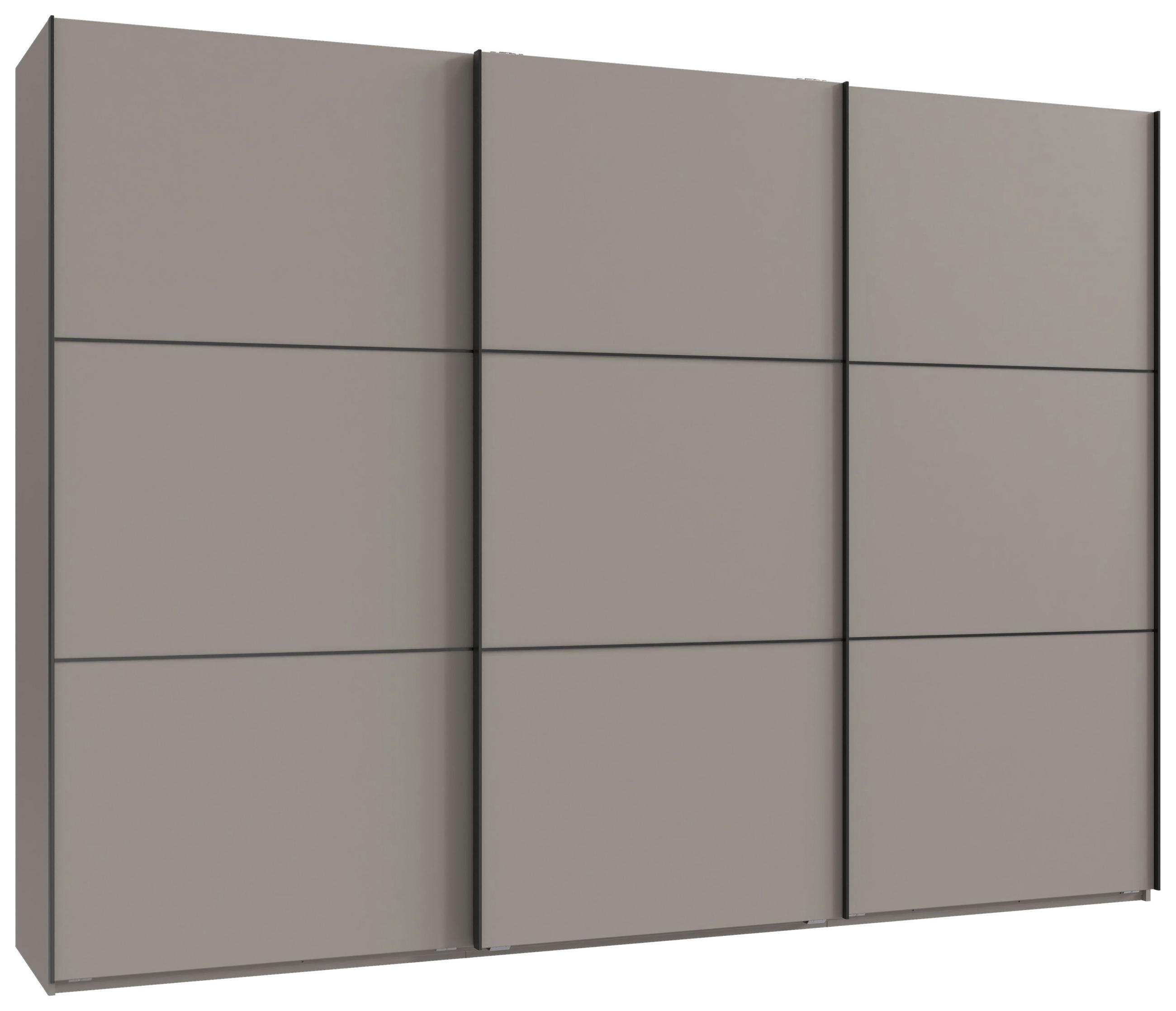 SCHWEBETÜRENSCHRANK 300/216/65 cm 3-türig Grau, Schwarz  - Schwarz/Grau, KONVENTIONELL, Holzwerkstoff/Metall (300/216/65cm) - Stylife