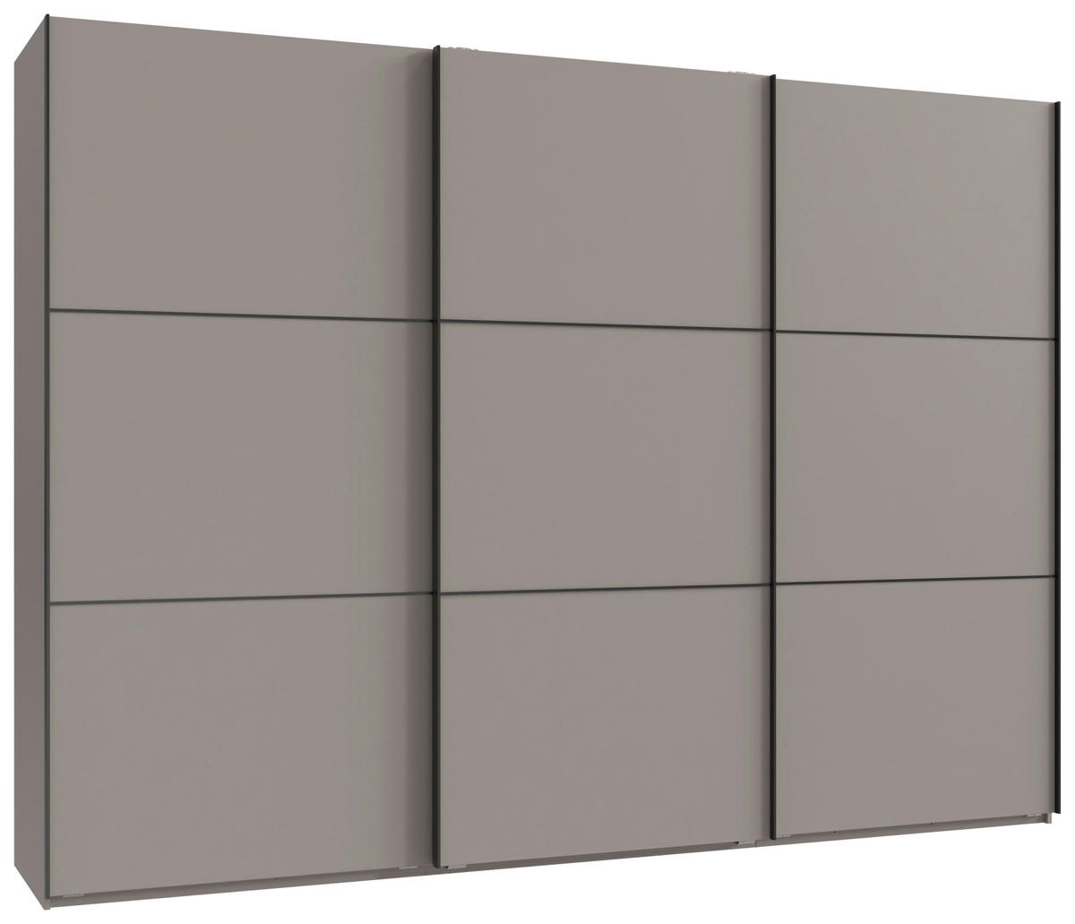 SCHWEBETÜRENSCHRANK 300/216/65 cm 3-türig Grau, Schwarz  - Schwarz/Grau, KONVENTIONELL, Holzwerkstoff/Metall (300/216/65cm) - Stylife