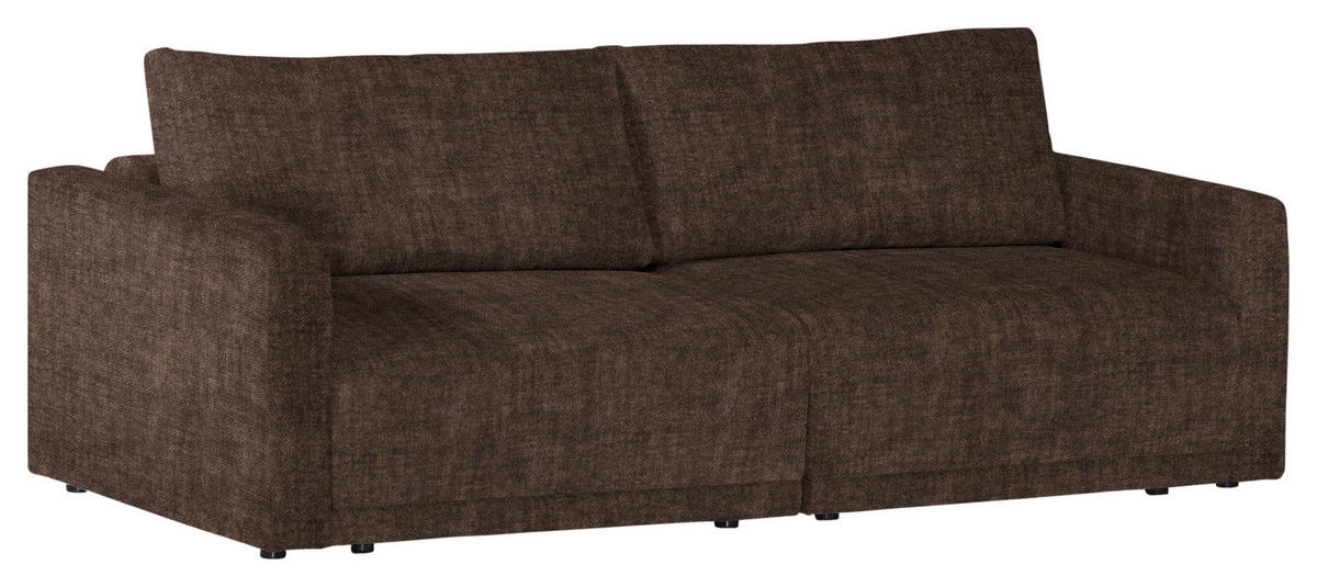 2,5-SITZER in Velours Braun  - Schwarz/Braun, Design, Kunststoff/Textil (240/70/125cm) - Xora