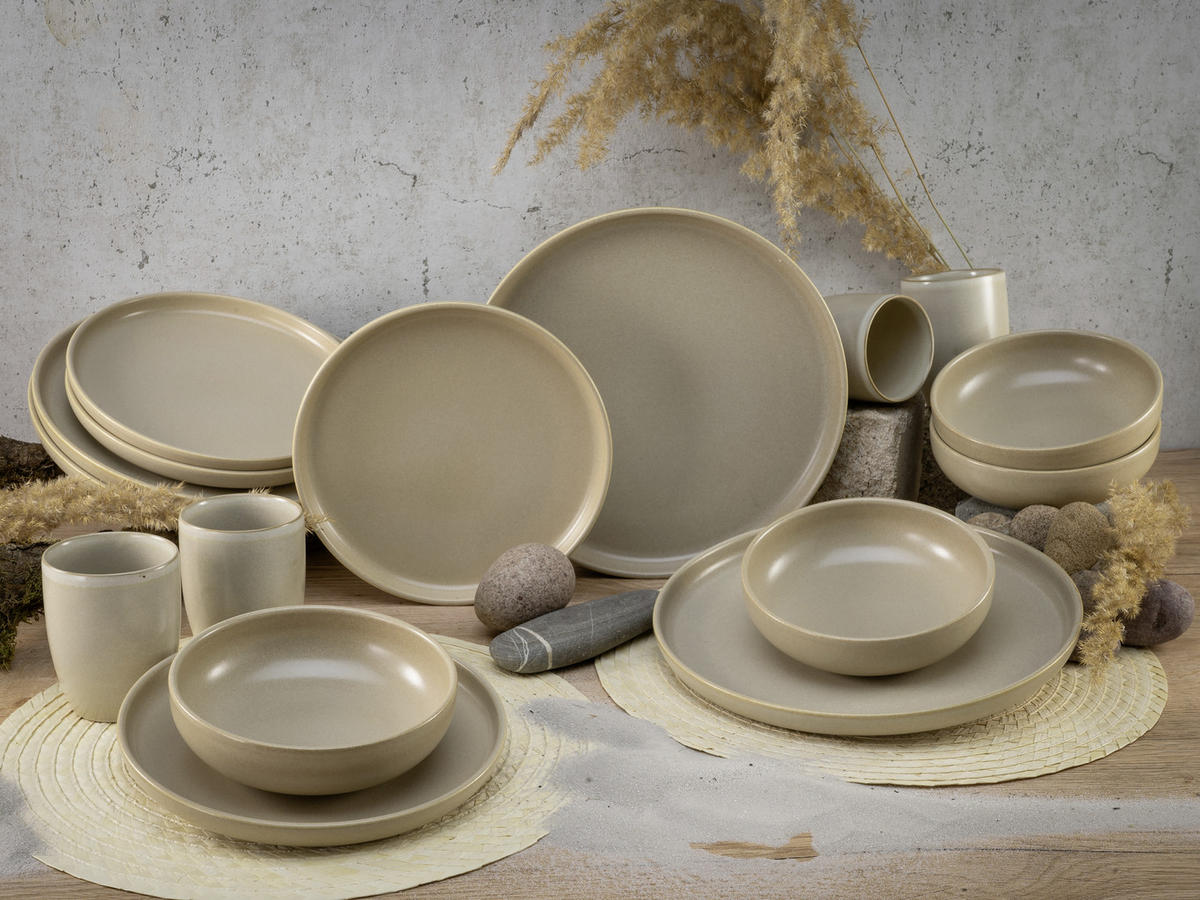 KOMBISERVICE Sandfarben 16-teilig 4 Personen  - Sandfarben, Trend, Keramik (40,5/37/49,5cm) - Creatable