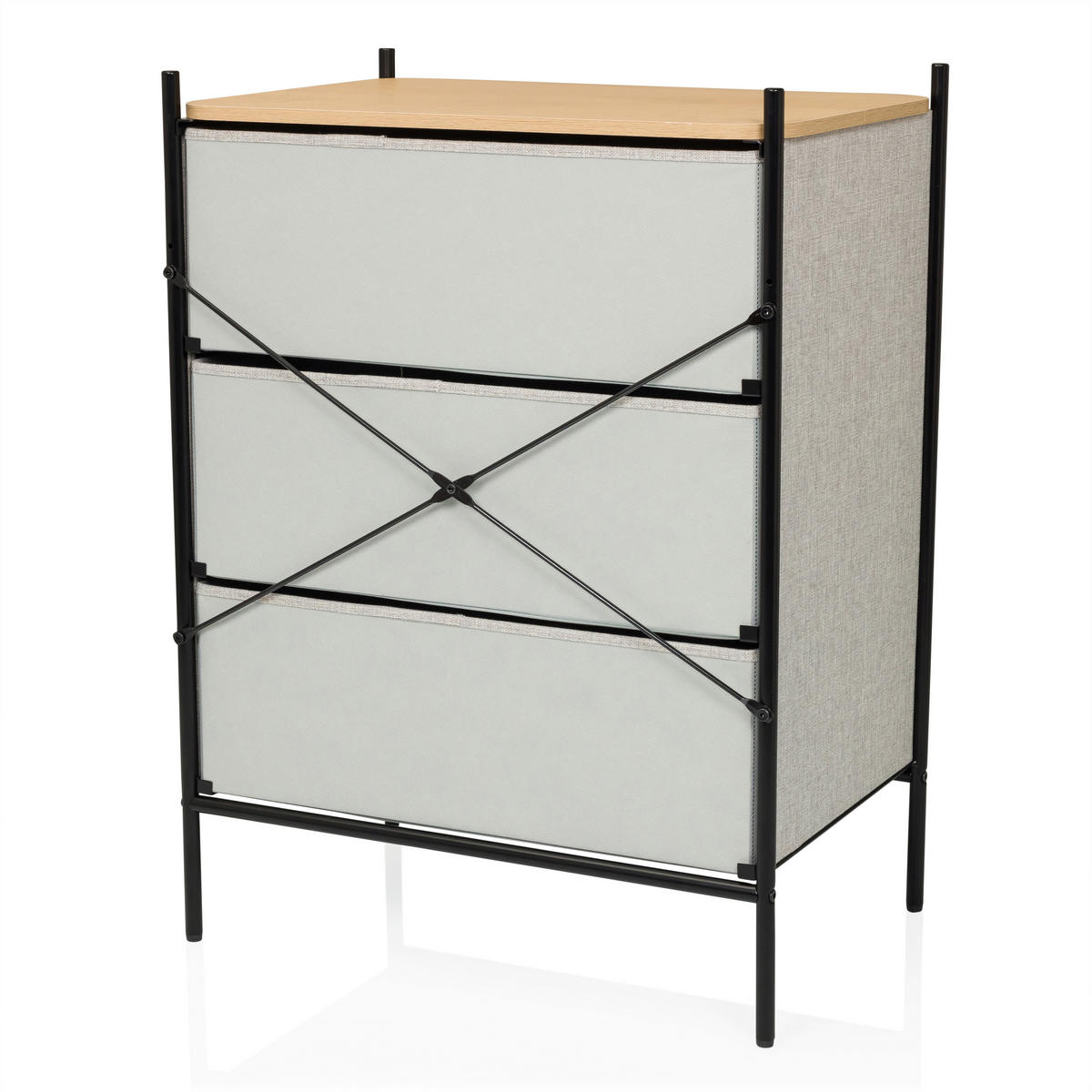 BYRÅ 58/79/39 cm  - ljusbrun/svart, Modern, metall/trämaterial (58/79/39cm) - MID.YOU