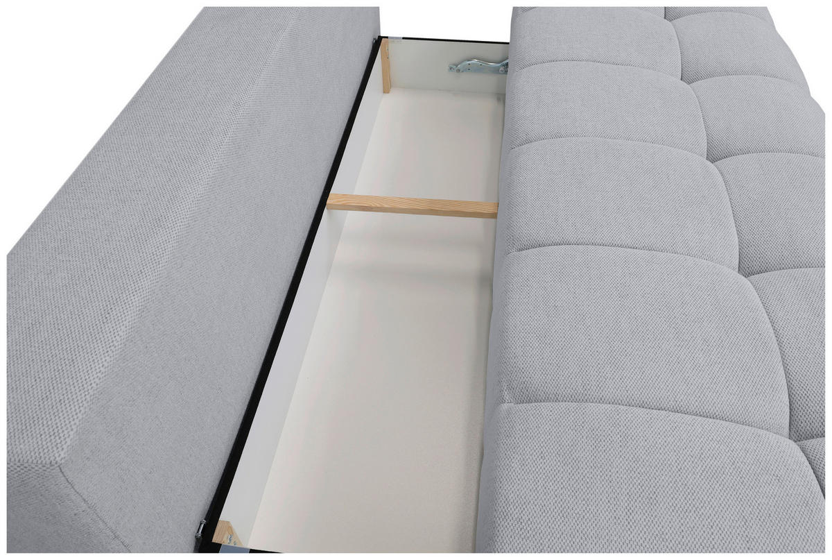 BOXSPRINGSOFA in Chenille Hellgrau  - Hellgrau/Schwarz, MODERN, Kunststoff/Textil (210/72/105cm) - Cantus