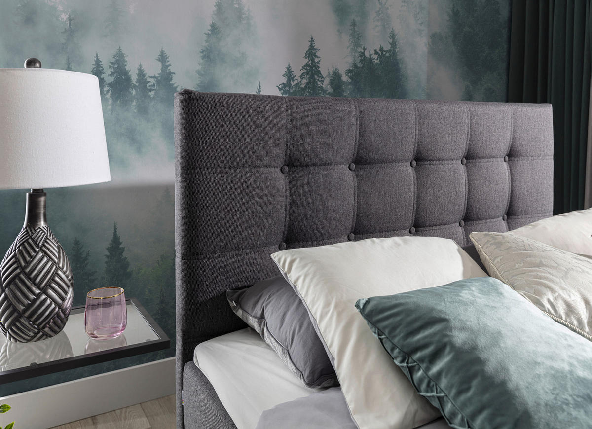 BOXBETT 160/200 cm  in Hellgrau  - Silberfarben/Hellgrau, Modern, Textil (160/200cm) - MID.YOU