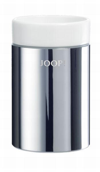 Joop! Zahnputzbecher Weiß, Chrom 11.5 cm