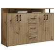 SIDEBOARD  139/90/34 cm 3 Schublade(n)  - Eiche Artisan, KONVENTIONELL, Holzwerkstoff/Kunststoff (139/90/34cm) - Carryhome