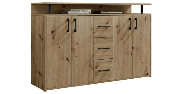 SIDEBOARD  139/90/34 cm 3 Schublade(n)  - Eiche Artisan, KONVENTIONELL, Holzwerkstoff/Kunststoff (139/90/34cm) - Carryhome