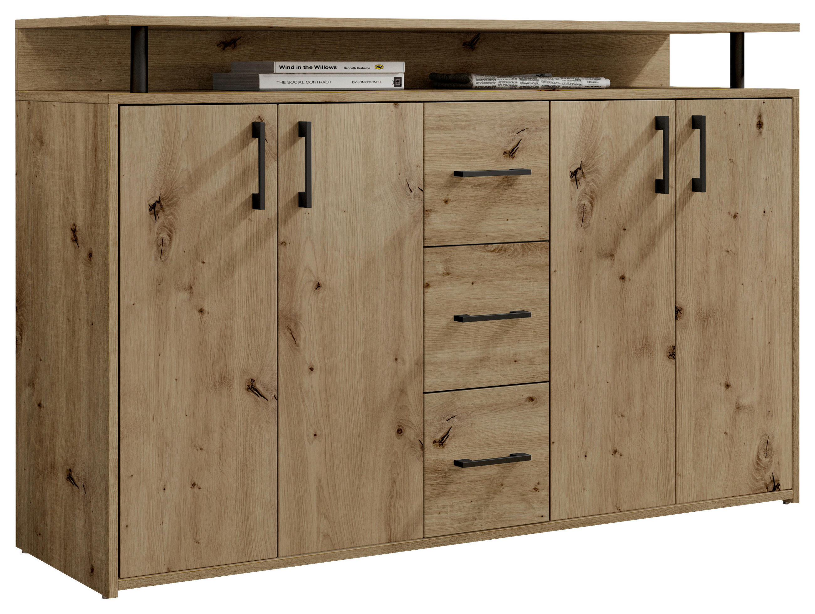Carryhome Sideboard Eiche Artisan 139x90x34 cm
