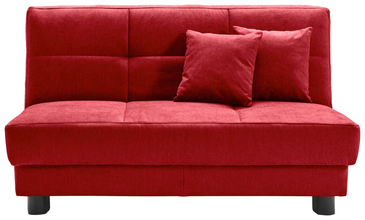 SCHLAFSOFA Mikrovelours Rot  - Rot/Schwarz, KONVENTIONELL, Textil/Metall (145/85/100cm) - Carryhome