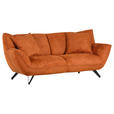 3-SITZER-SOFA TABALUGA TABALUGA Mikrofaser Cognac  - Cognac/Schwarz, Design, Textil/Metall (203/90/95cm) - Carryhome
