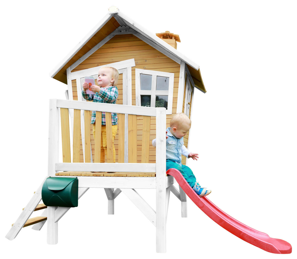 SPIELHAUS 264/203/177 cm  - Rot/Braun, KONVENTIONELL, Holz/Kunststoff (264/203/177cm) - Ambia Garden