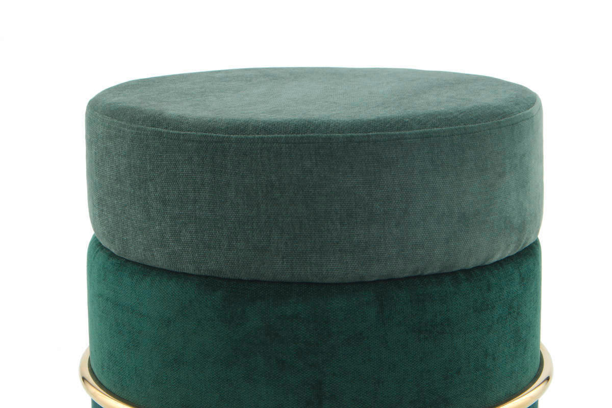 HOCKER in Metall, Textil, Holzwerkstoff Grün, Goldfarben  - Goldfarben/Grün, Basics, Holzwerkstoff/Textil (48,5/46/48,5cm) - Kayoom