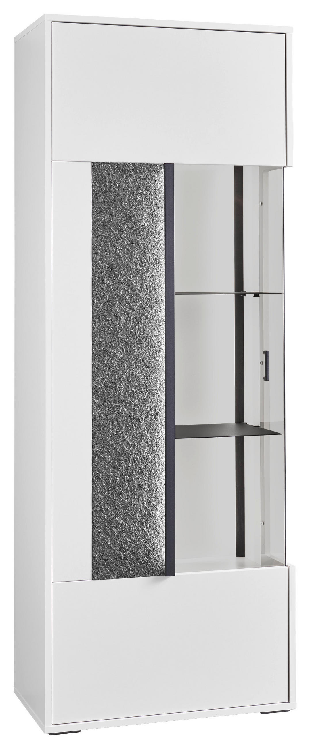 VITRINE  in Weiß  - Dunkelgrau/Weiß, Design, Glas/Holzwerkstoff (63,7/170,8/37,2cm) - SetOne by Musterring