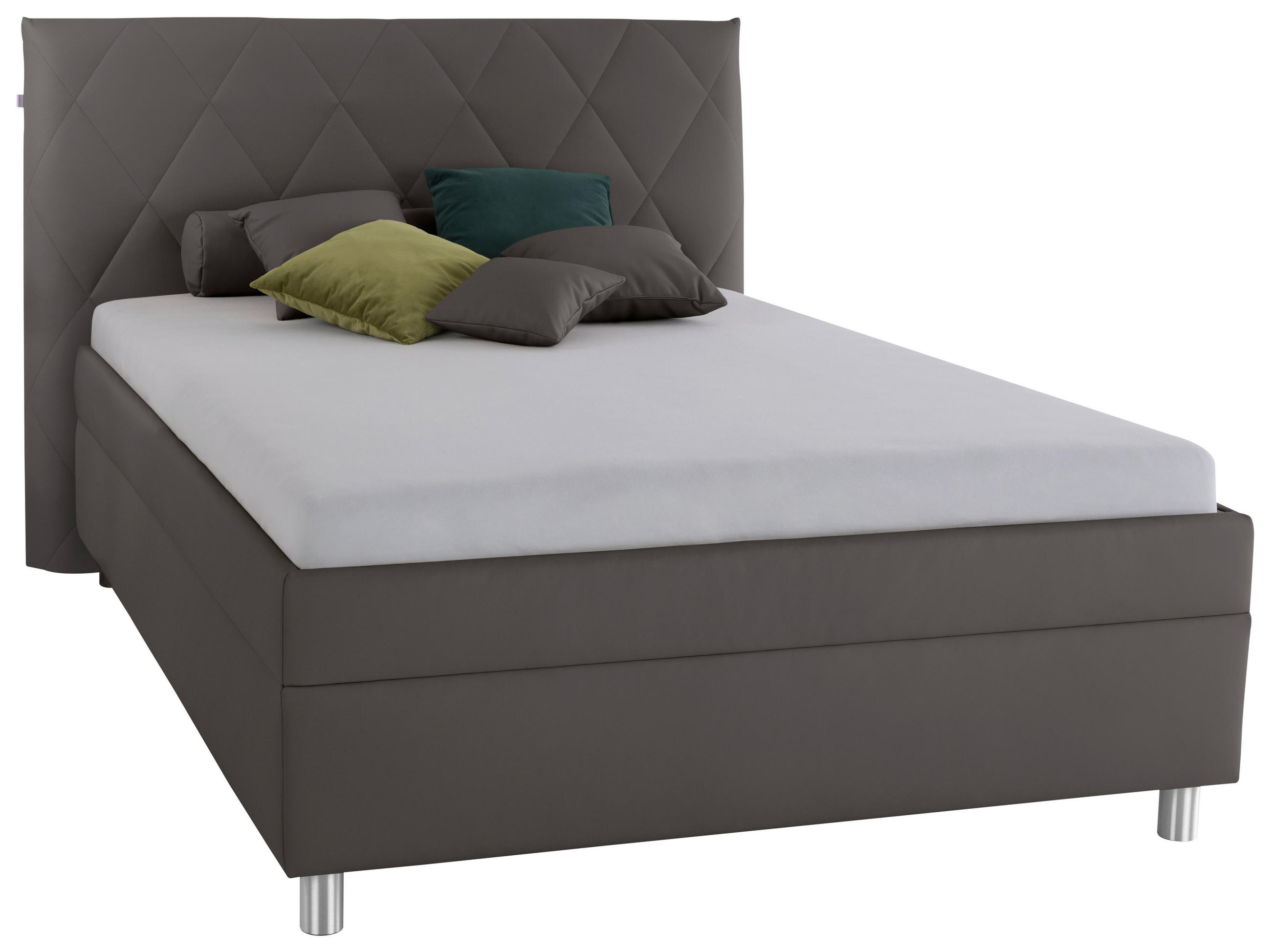 POLSTERBETT Matratze, gepolstertes Kopfteil, Lattenrost, Bettkasten Grau 140/200 cm  - Birkefarben/Silberfarben, KONVENTIONELL, Holz/Textil (140/200cm) - Esposa
