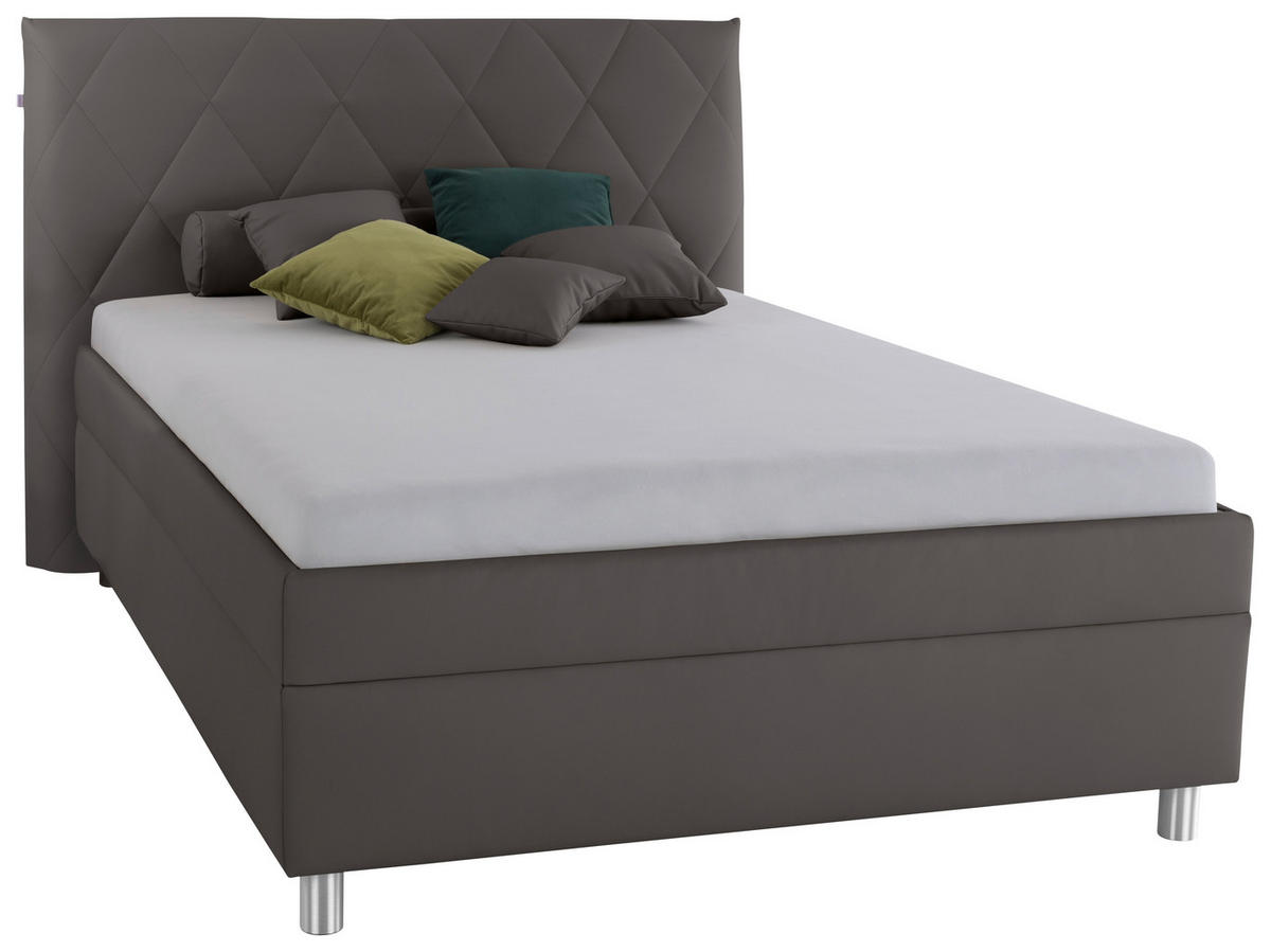 POLSTERBETT Matratze, gepolstertes Kopfteil, Lattenrost, Bettkasten 140/200 cm  in Grau  - Birkefarben/Silberfarben, KONVENTIONELL, Holz/Textil (140/200cm) - Esposa