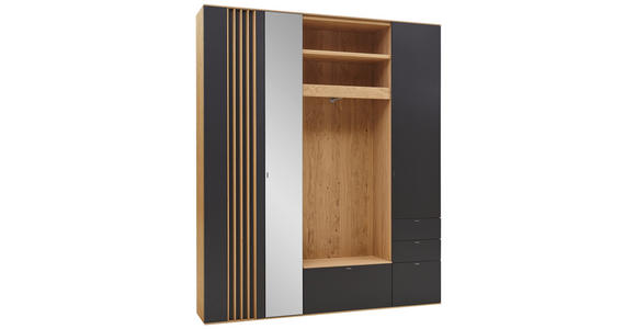 GARDEROBE 195/234/37 cm - Eichefarben/Anthrazit, Design, Glas/Holzwerkstoff (195/234/37cm) - Ambiente