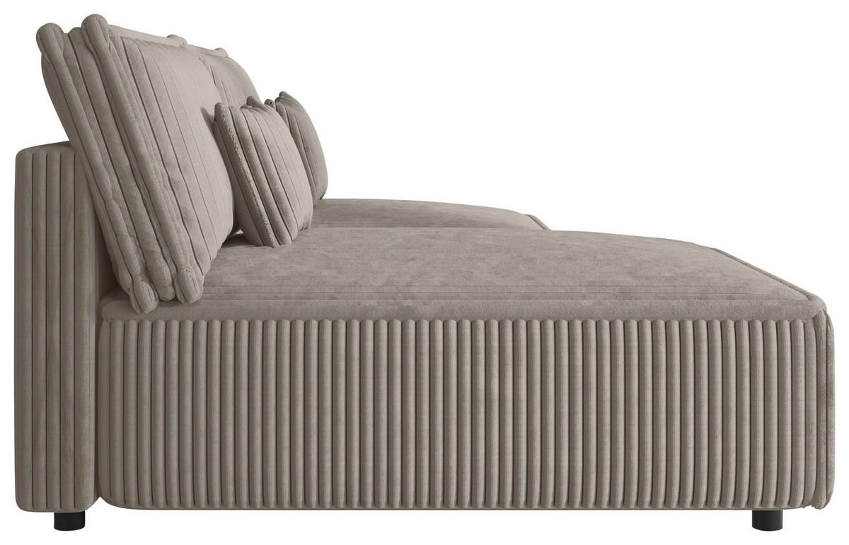 ECKSOFA Beige Cord Zierkissen, Rückenkissen, Schlaffunktion, Rücken echt  - Beige/Schwarz, MODERN, Kunststoff/Textil (153/200cm) - Xora