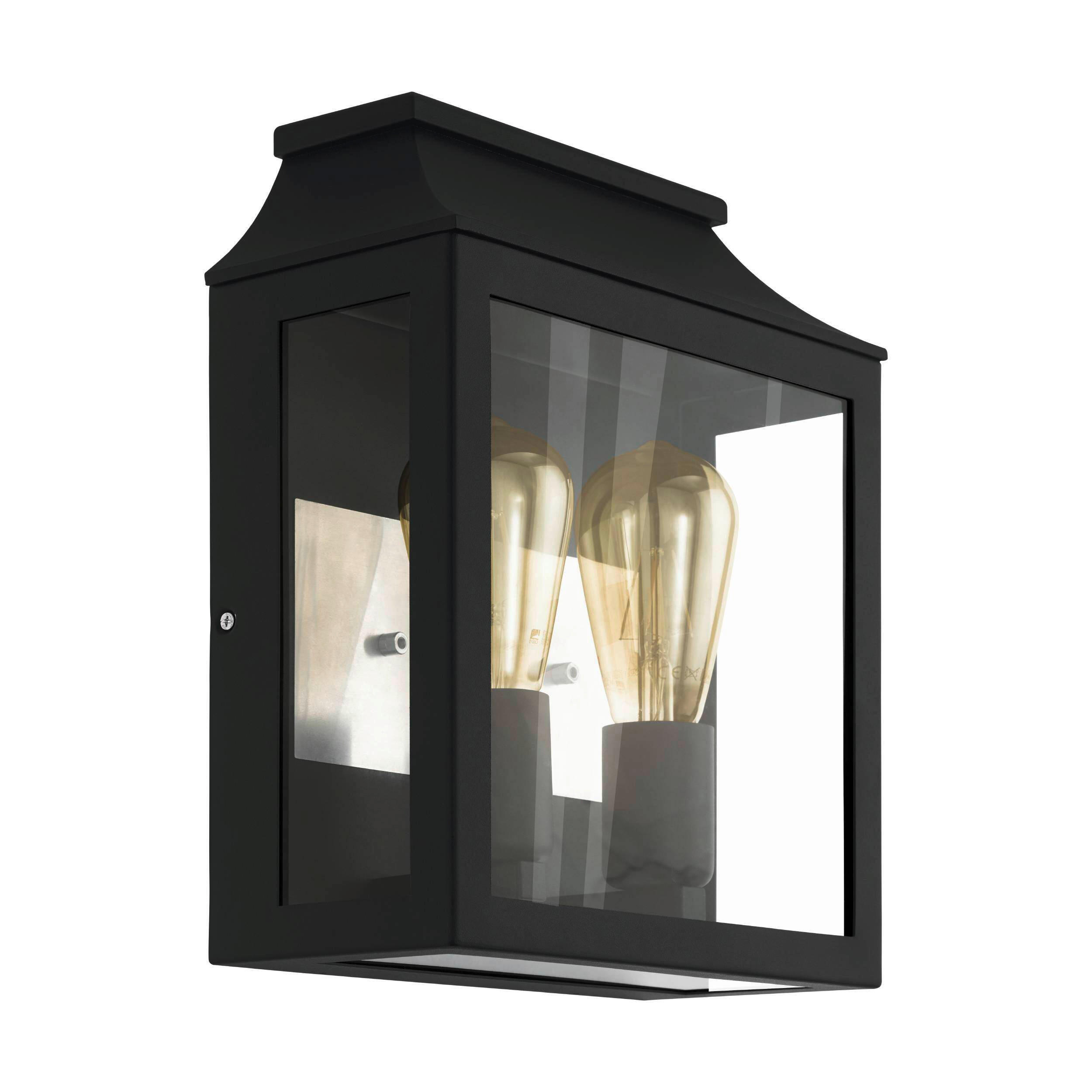 AUßENWANDLEUCHTE Soncino   - Klar/Schwarz, KONVENTIONELL, Glas/Metall (33/26,5/12cm) - Eglo