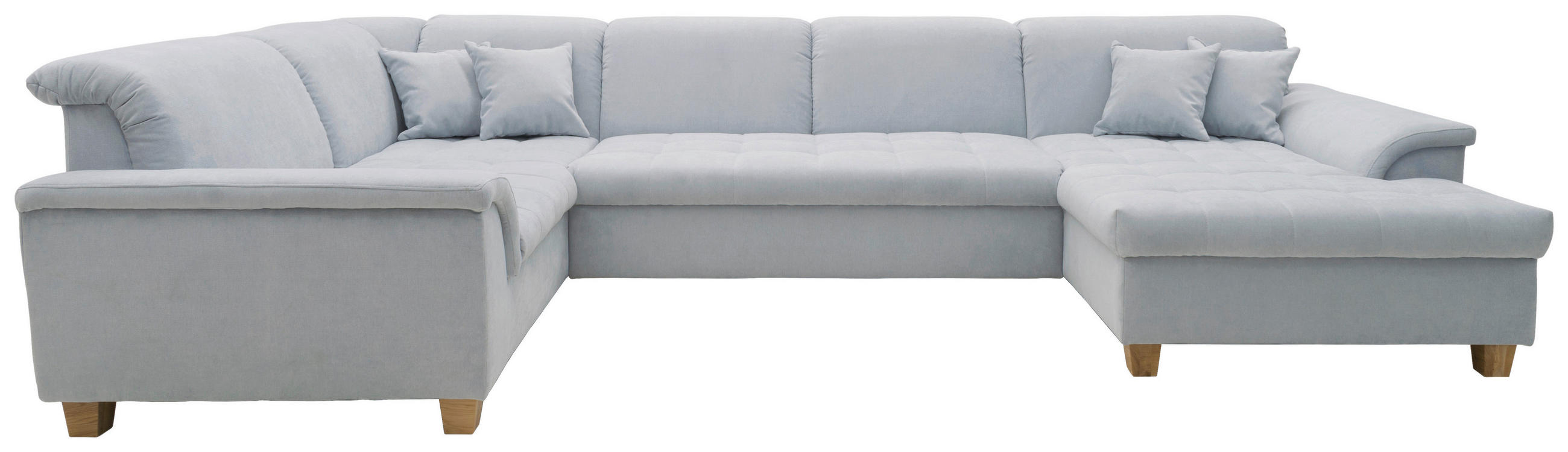 WOHNLANDSCHAFT Pastellblau Mikrofaser  - Pastellblau/Eichefarben, KONVENTIONELL, Holz/Textil (214/352/170cm) - MID.YOU