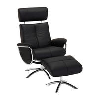 POČIVALNIK S PODNOŽNIKOM,  črna tekstil, usnje - barve kroma/črna, Design, tekstil/usnje (77,50/107-90/85-109cm) - Xora