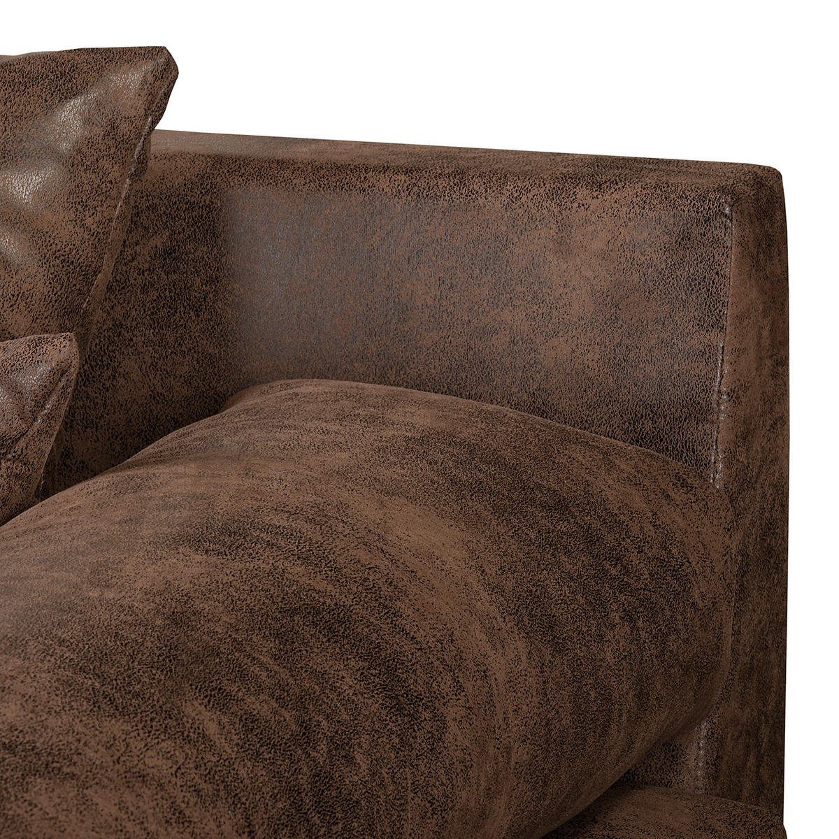 ECKSOFA Lederlook Dunkelbraun  - Dunkelbraun/Schwarz, Design, Kunststoff/Textil (243/284cm) - P & B
