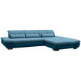 ECKSOFA in Mikrofaser Hellblau  - Schwarz/Hellblau, Design, Textil/Metall (341/204cm) - Xora