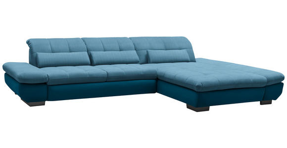 ECKSOFA in Mikrofaser Hellblau  - Schwarz/Hellblau, Design, Textil/Metall (341/204cm) - Xora