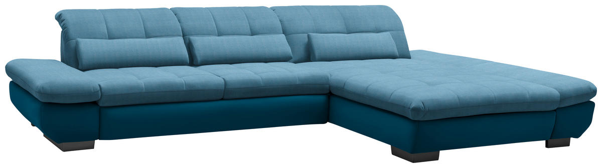 ECKSOFA in Mikrofaser Hellblau  - Schwarz/Hellblau, Design, Textil/Metall (341/204cm) - Xora