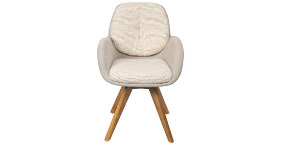 ARMLEHNSTUHL  in Webstoff  - Eichefarben/Beige, Design, Holz/Textil (59/90/64cm) - Linea Natura