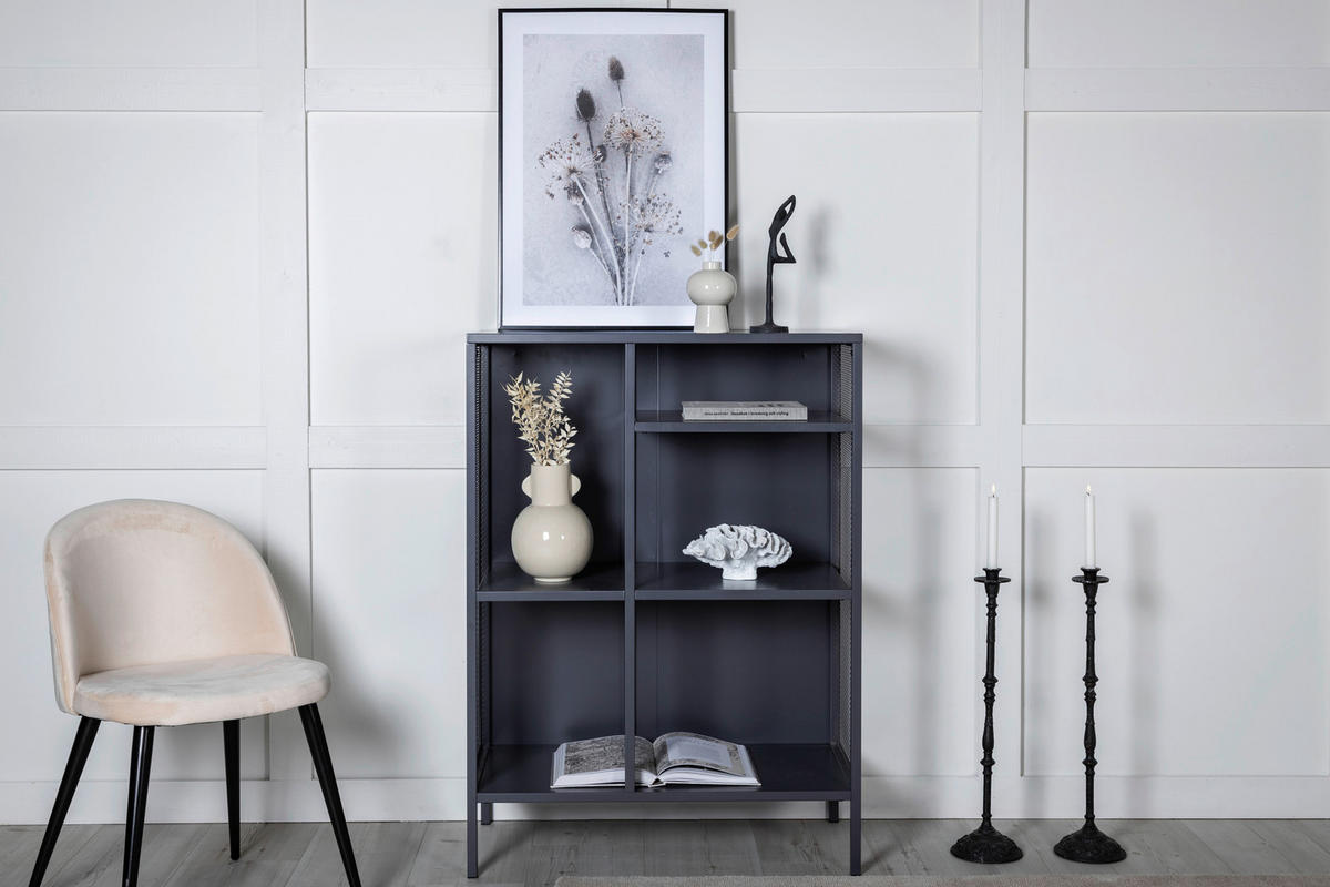 BÜCHERWAND Grau  - Dunkelgrau/Grau, Design, Metall (80/110/40cm) - Livetastic