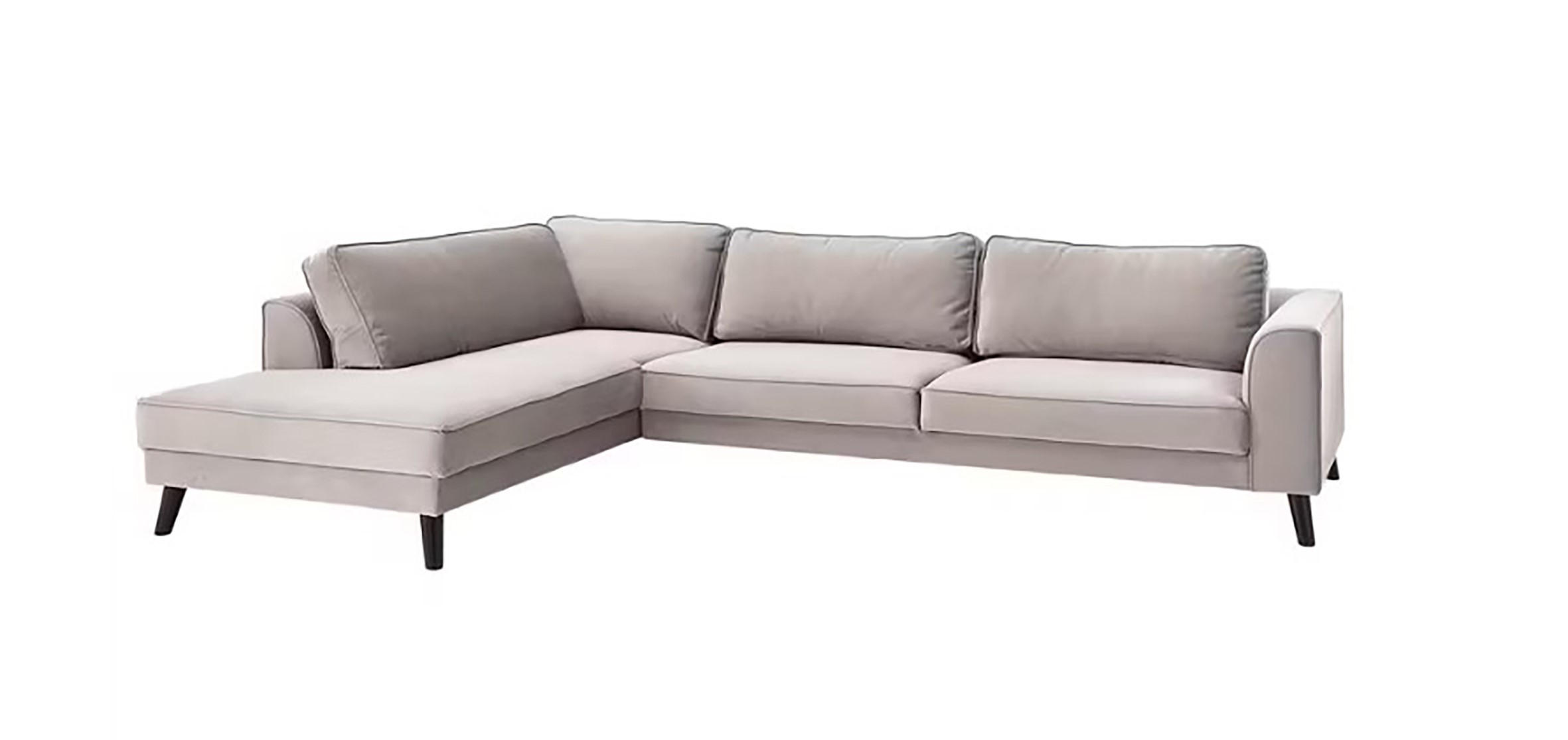 ECKSOFA Hellgrau Samt, Velours - Wengefarben/Hellgrau, MODERN, Holz/Textil (291/85/201cm) - Trendmanufaktur
