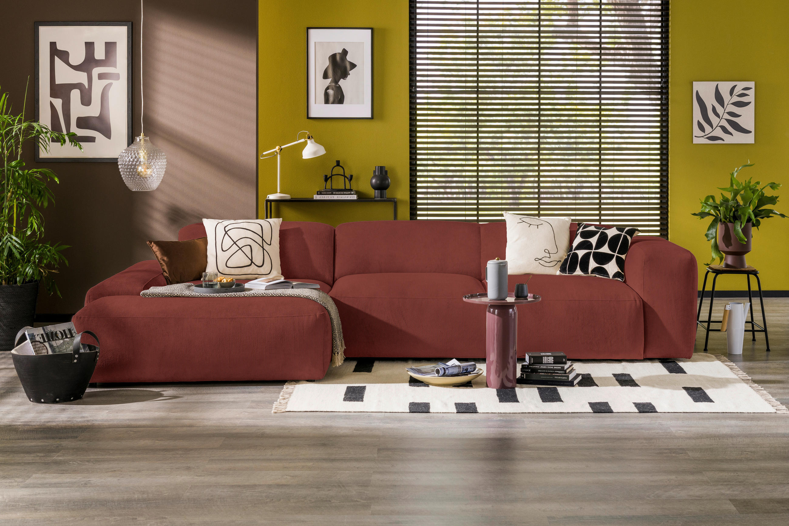 Mid.you Ecksofa Hannah Rot 343x170 cm