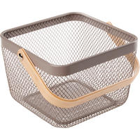 DEKOKORB  - Hellbraun/Grau, Design, Holz/Metall (25/25/17cm) - Ambia Home