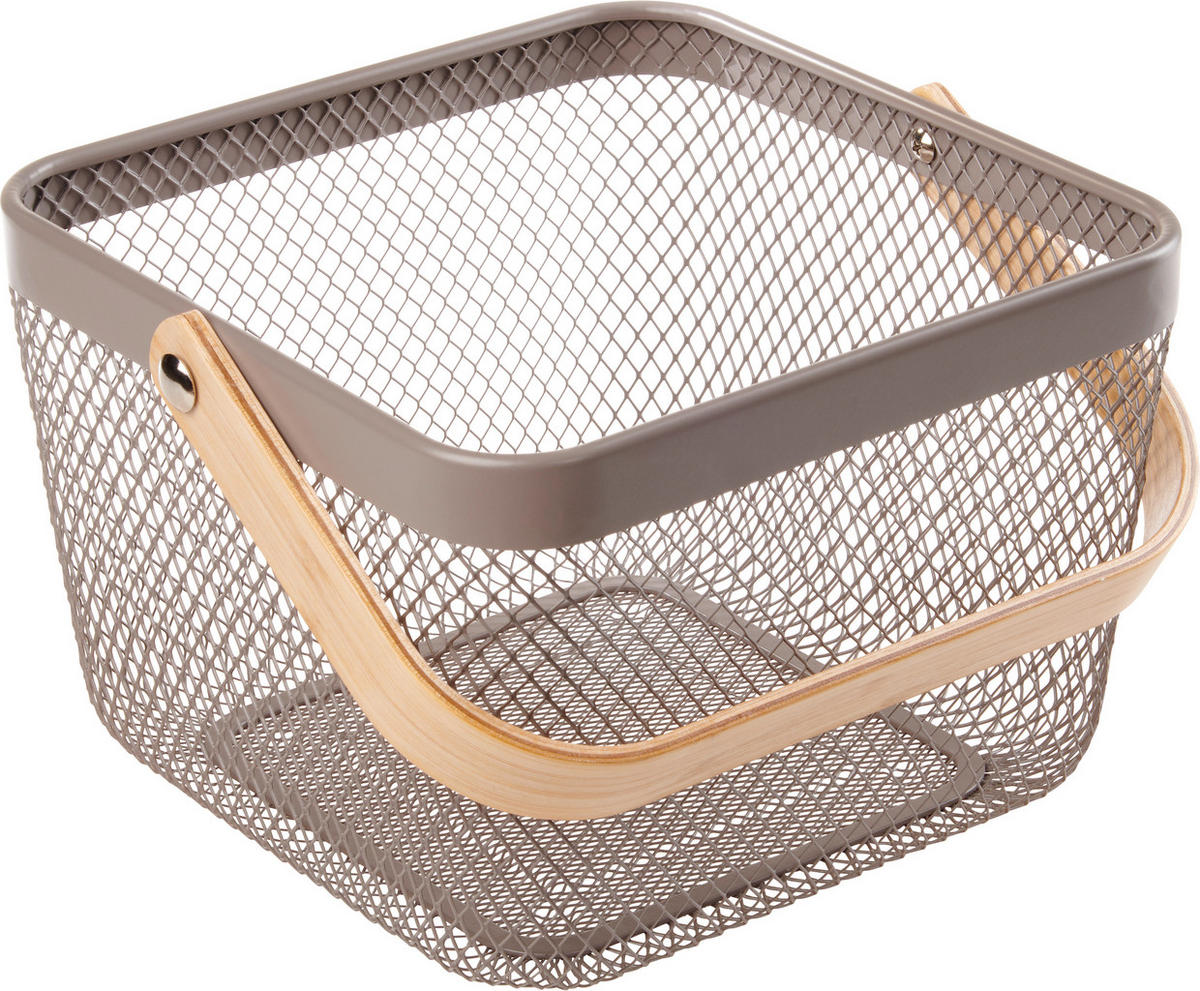 DEKOKORB  - Hellbraun/Grau, Design, Holz/Metall (25/25/17cm) - Ambia Home
