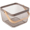 DEKOKORB  - Hellbraun/Grau, Design, Holz/Metall (25/25/17cm) - Ambia Home