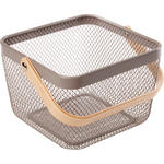 DEKOKORB  - Hellbraun/Grau, Design, Holz/Metall (25/25/17cm) - Ambia Home