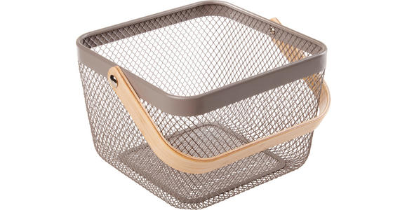 DEKOKORB  - Hellbraun/Grau, Design, Holz/Metall (25/25/17cm) - Ambia Home