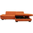 ECKSOFA  in Mikrofaser Orange  290/198 cm  - Schwarz/Orange, Design, Textil/Metall (290/198cm) - Xora