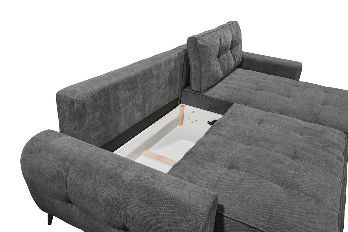 ECKSOFA Webstoff Anthrazit  - Anthrazit/Schwarz, Modern, Kunststoff/Textil (284/191cm) - MID.YOU