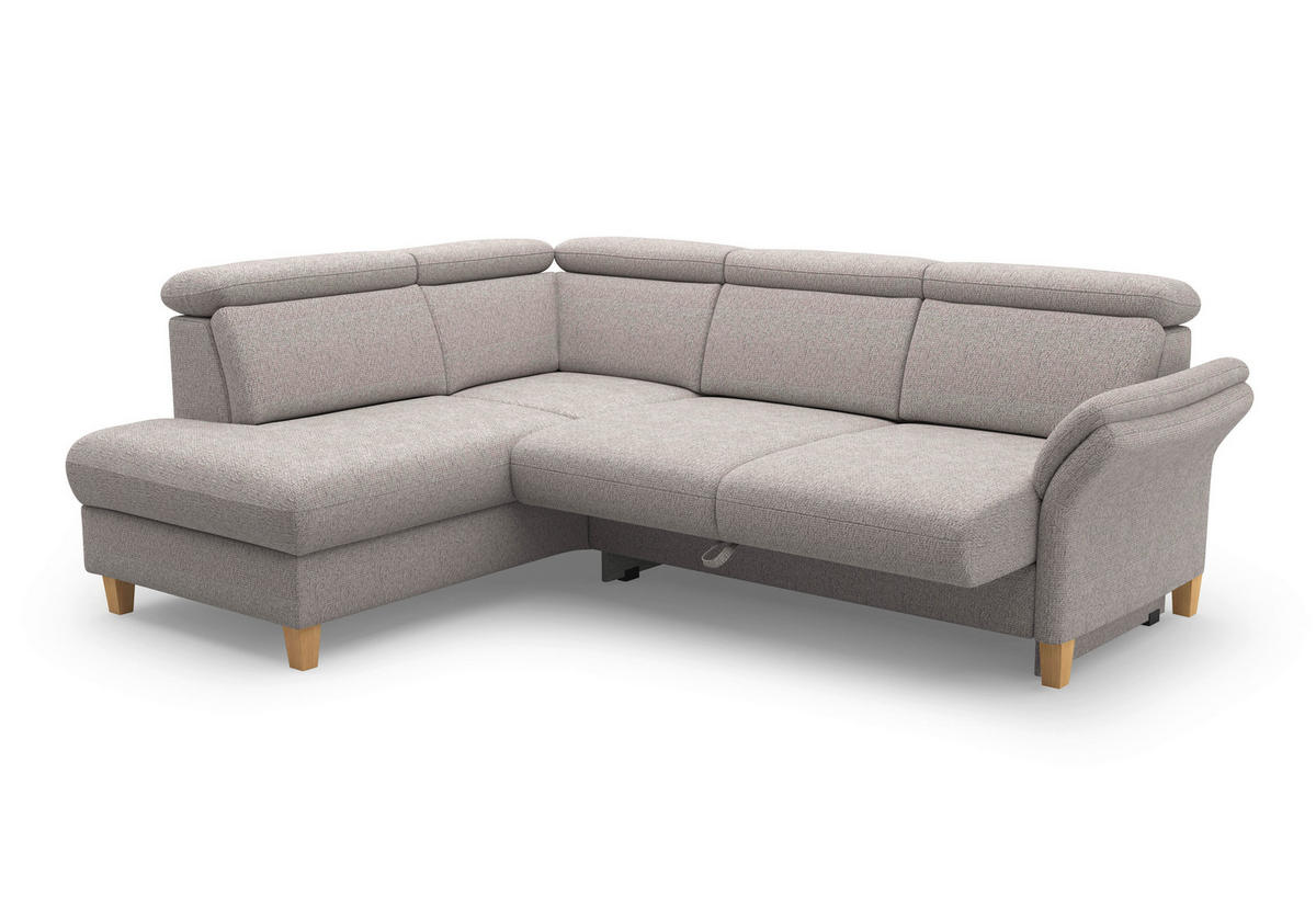 ECKSOFA GLENDALE E Silberfarben Chenille  - Eichefarben/Silberfarben, KONVENTIONELL, Holz/Textil (193/247cm) - Sit & More